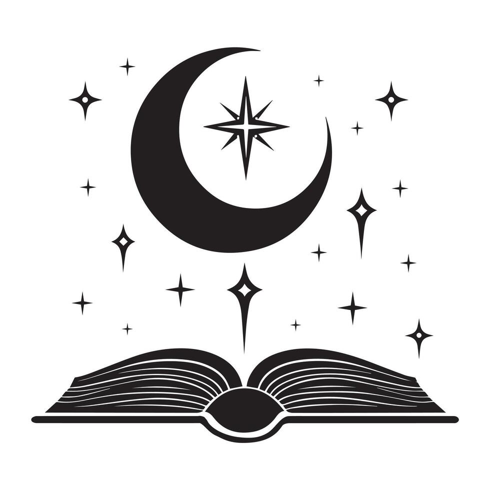 Magical Book Reader Graphic with Whimsical Charm vector