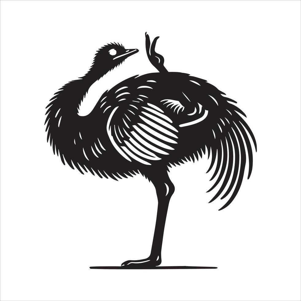Greater Rhea Flightless Bird Silhouette Drawing vector