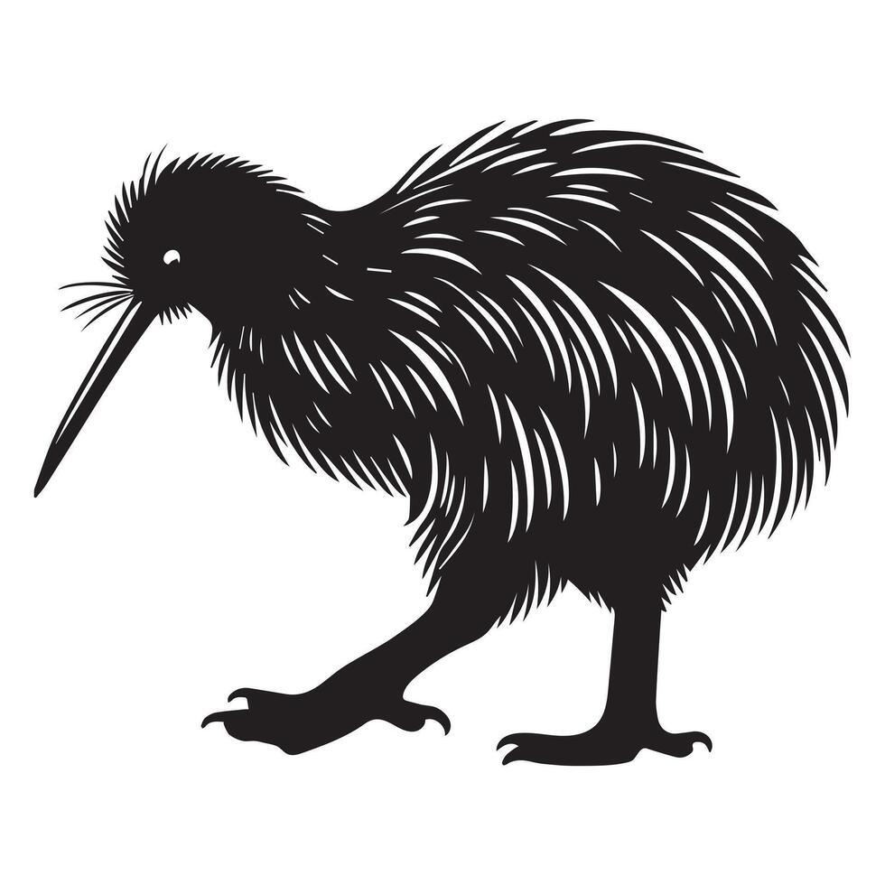 Simple and Cute Apteryx Bird Silhouette Illustration vector