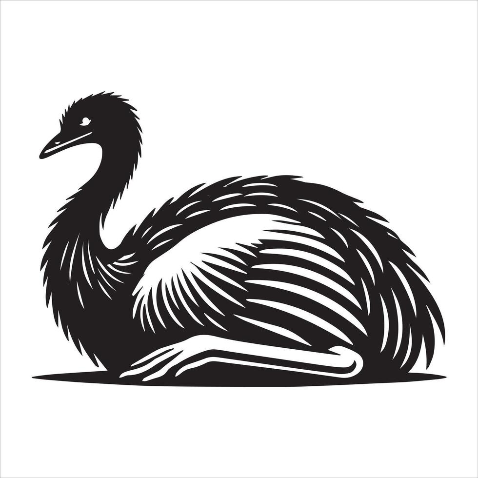 Greater Rhea Silhouette Featuring Majestic Flightless Wings vector
