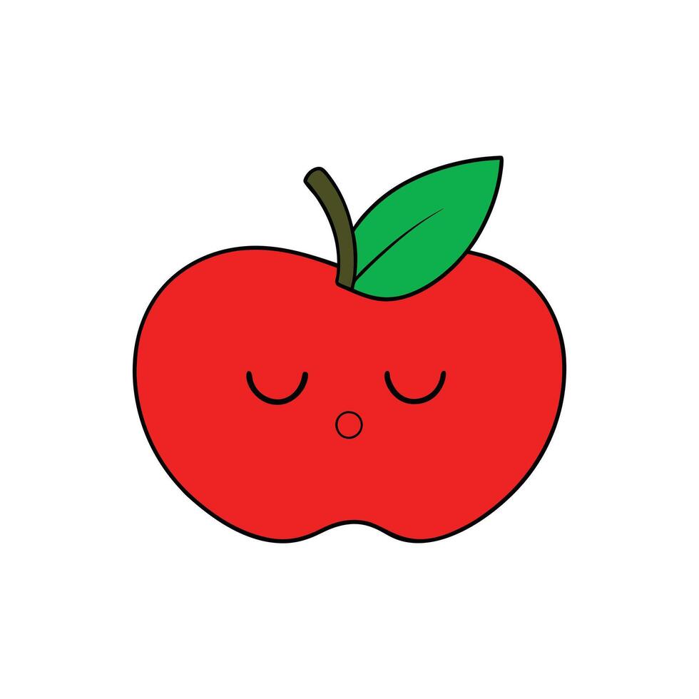 Simple Kawaii Red Apple Face Design for Greeting Cards vector