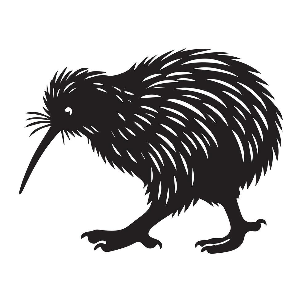 Adorable Apteryx Bird Design in Flightless Silhouette vector