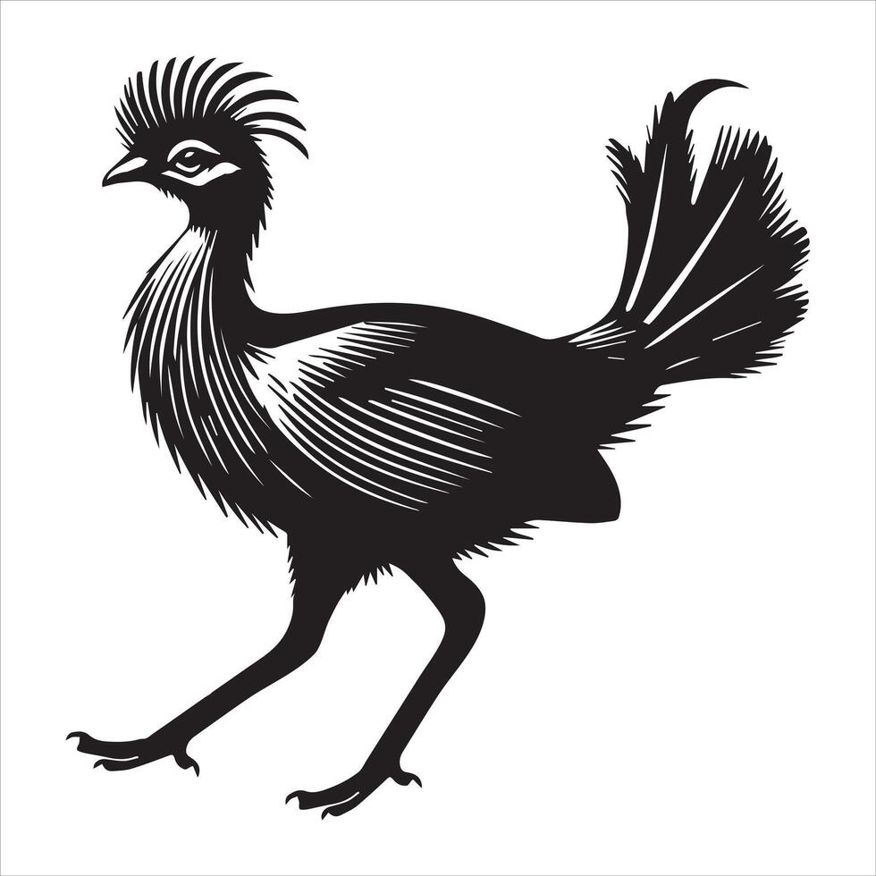Cute Red-Legged Seriema Bird Illustration in Simple Style vector