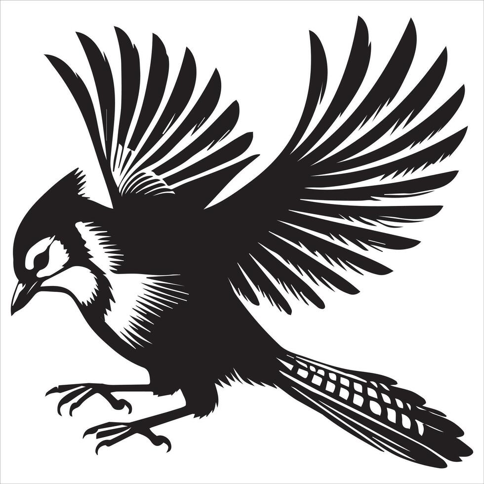 Canada Jay Bird Outline Clipart vector