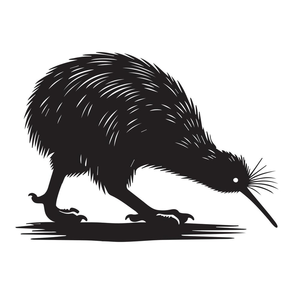 Charming Kiwi Flightless Bird Silhouette Artwork vector