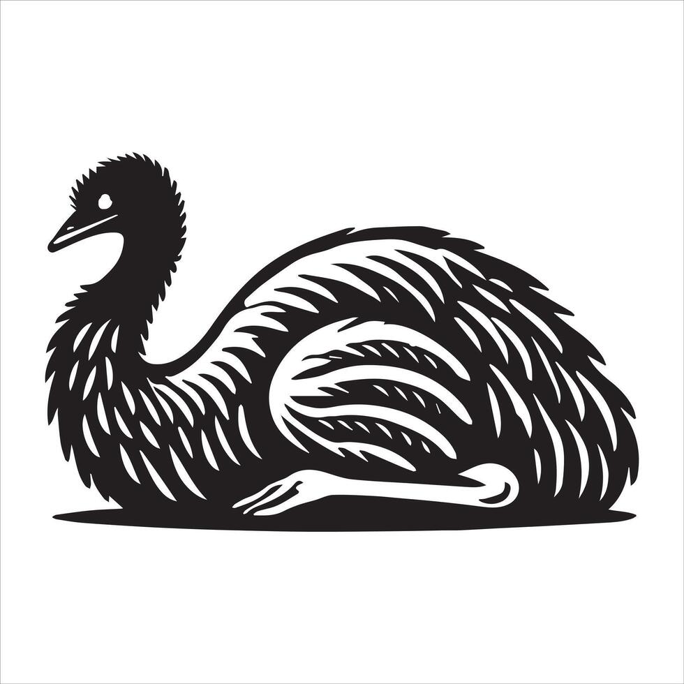 Playful Emu Bird Silhouette in Clean Design vector