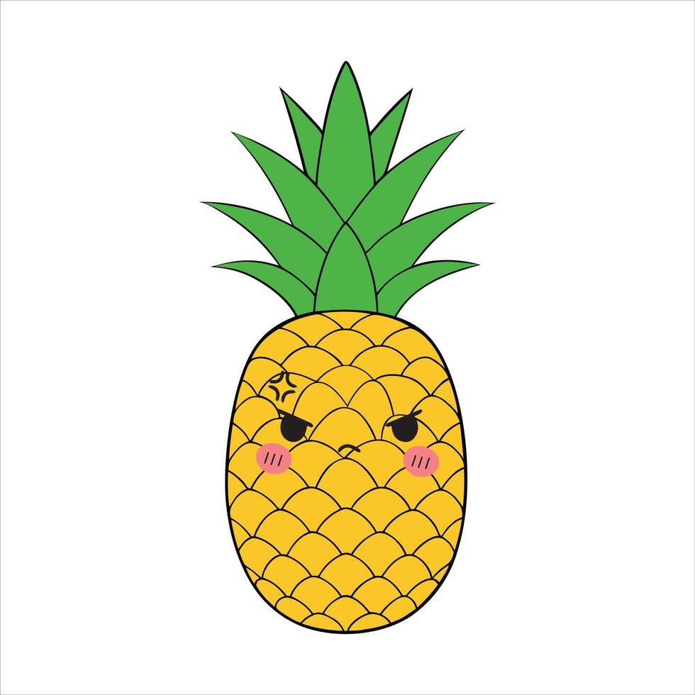 Adorable Pineapple Fruit with Kawaii Character Design vector