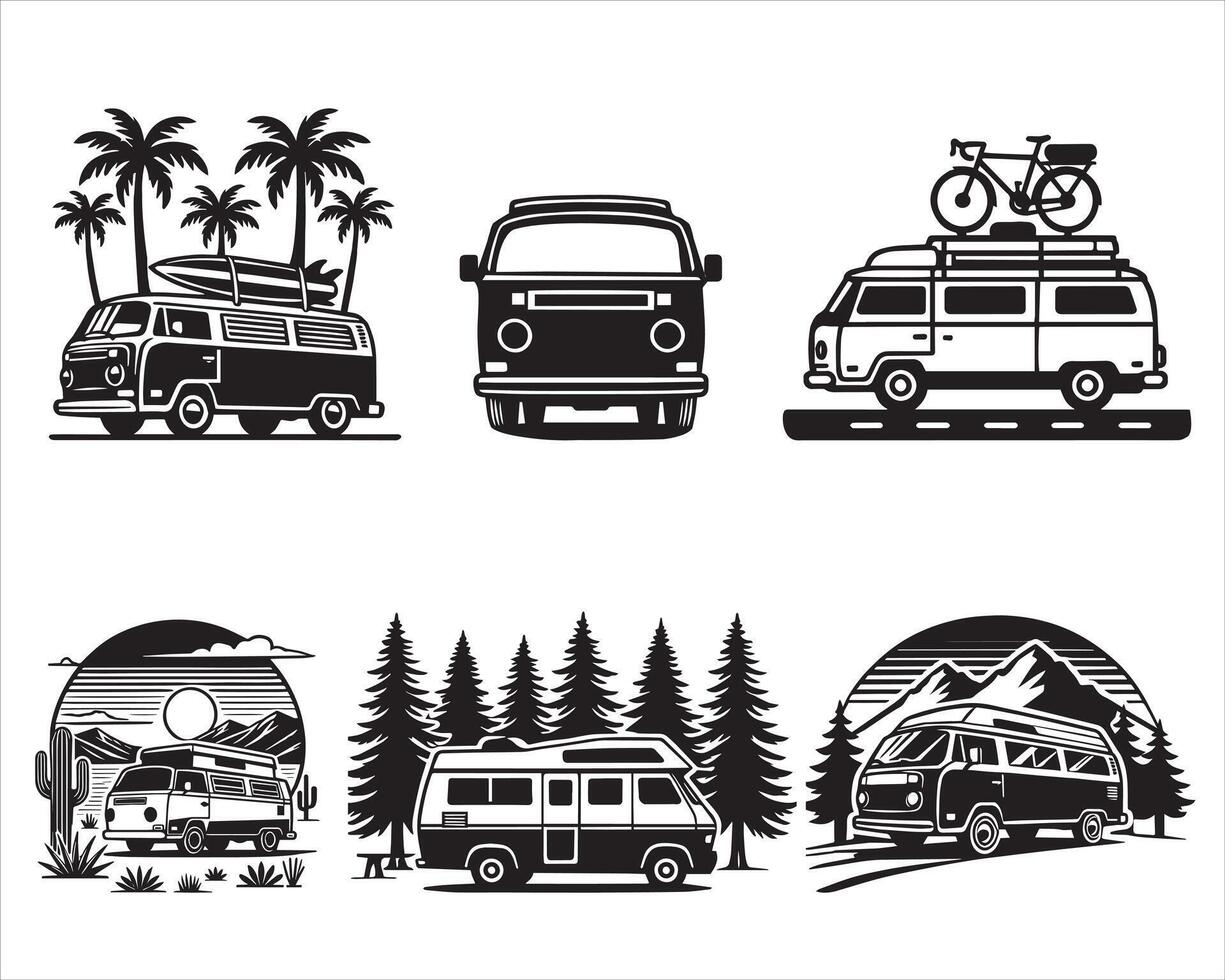 Retro Camper Van Design for Scrapbooking Projects vector