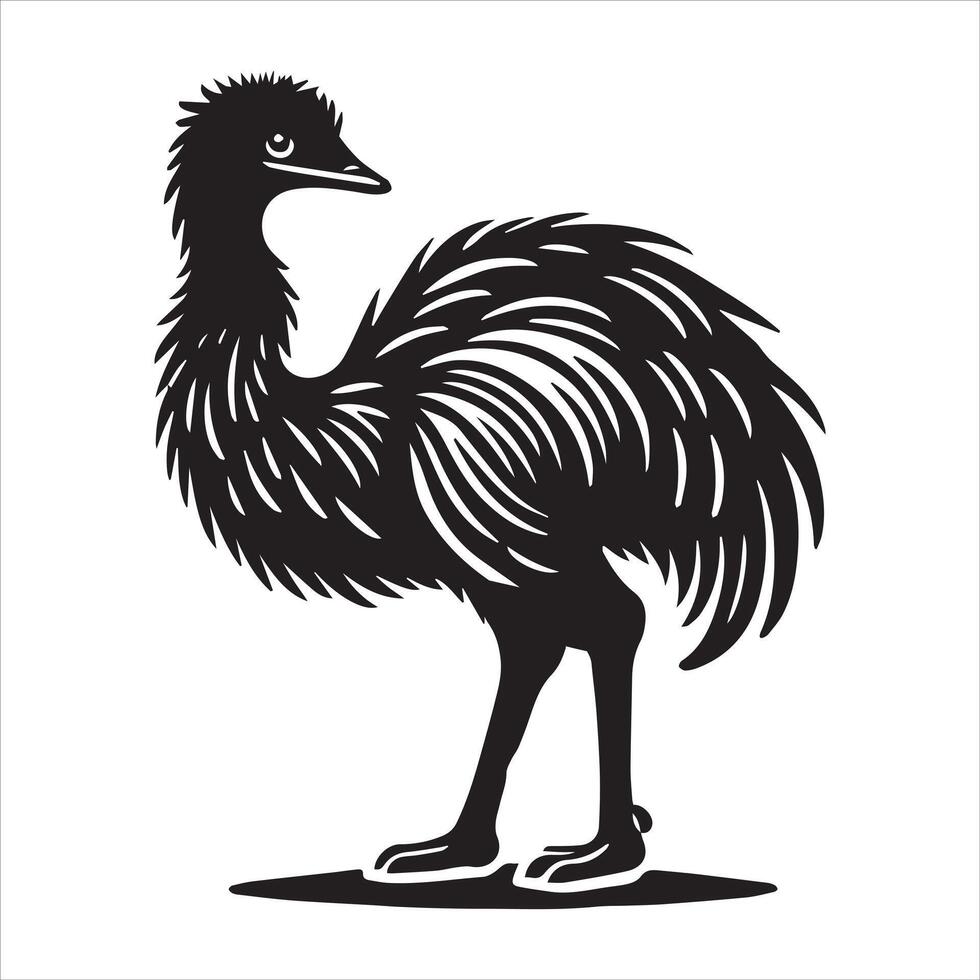 Lovely Emu Silhouette Design for Cute Artwork vector
