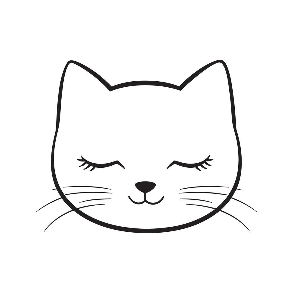 Minimal Cat Face Outline Clipart Design vector