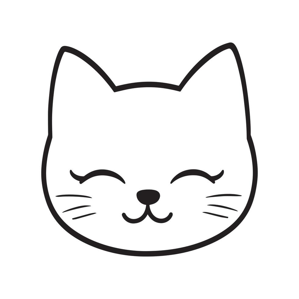 Playful Cat Face Outline Drawing vector
