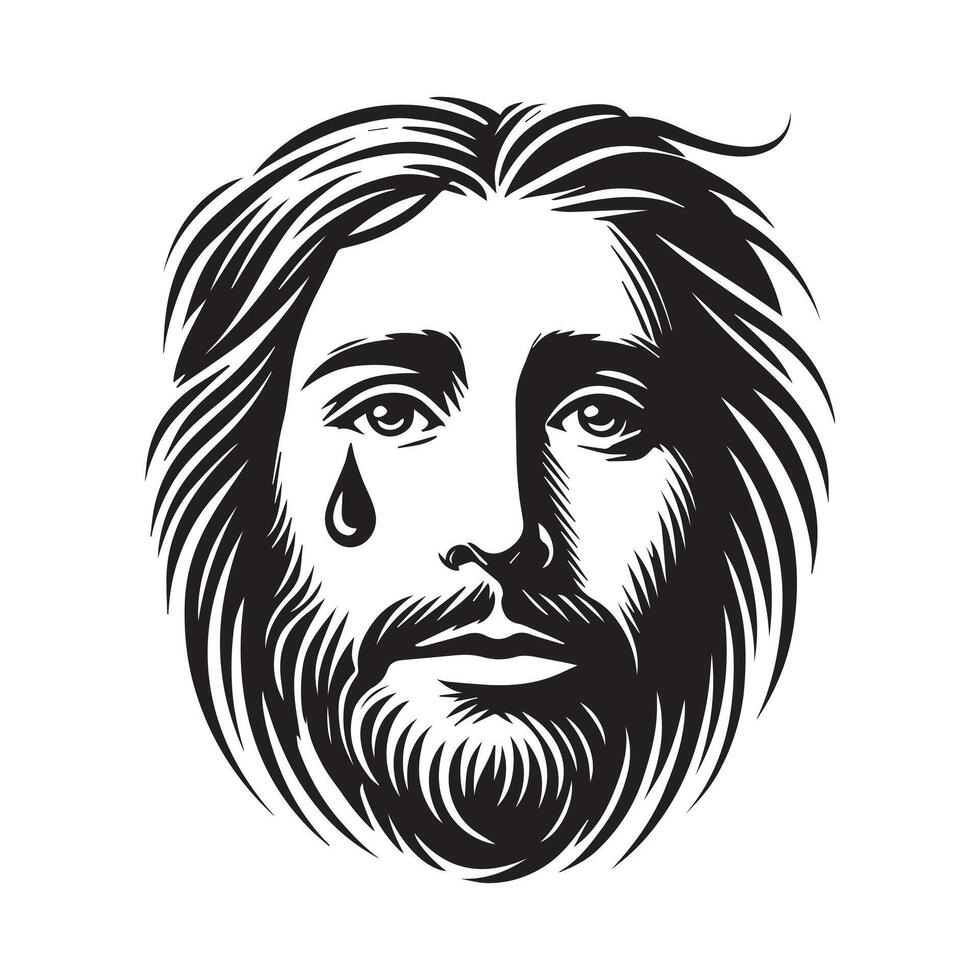 Reverent Jesus Christ Profile Illustration for Religious Art vector