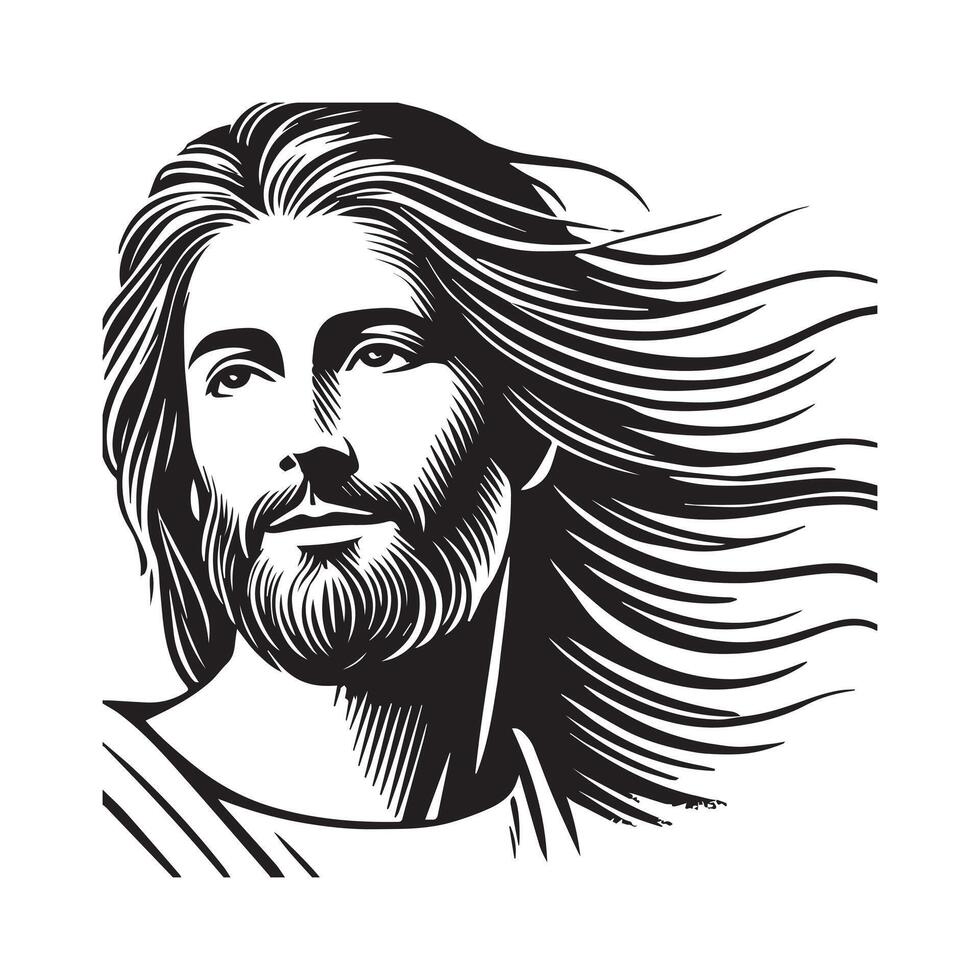 Elegant Jesus Christ Face Design for Clip Art vector