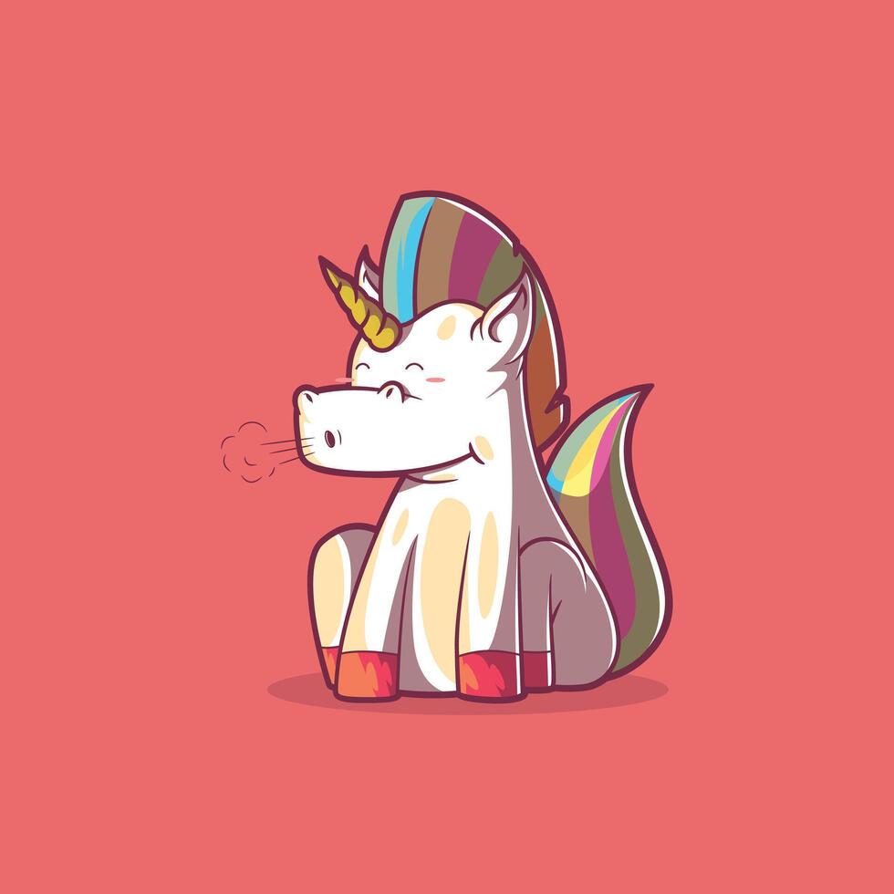 Relaxed Unicorn seated on the floor. vector