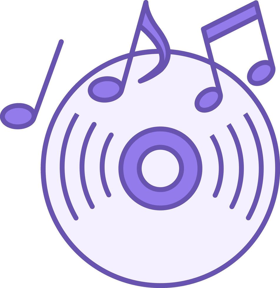 Colored Compact Disk Icon. Illustration. Computer Disk Playing Music. Musical Notes. Music Concept vector