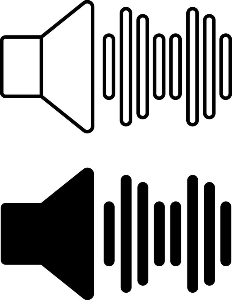 Sound Icons. Black and White Illustrations. Volume Sound, Speaker. Mechanical Vibrations. Music Concept vector