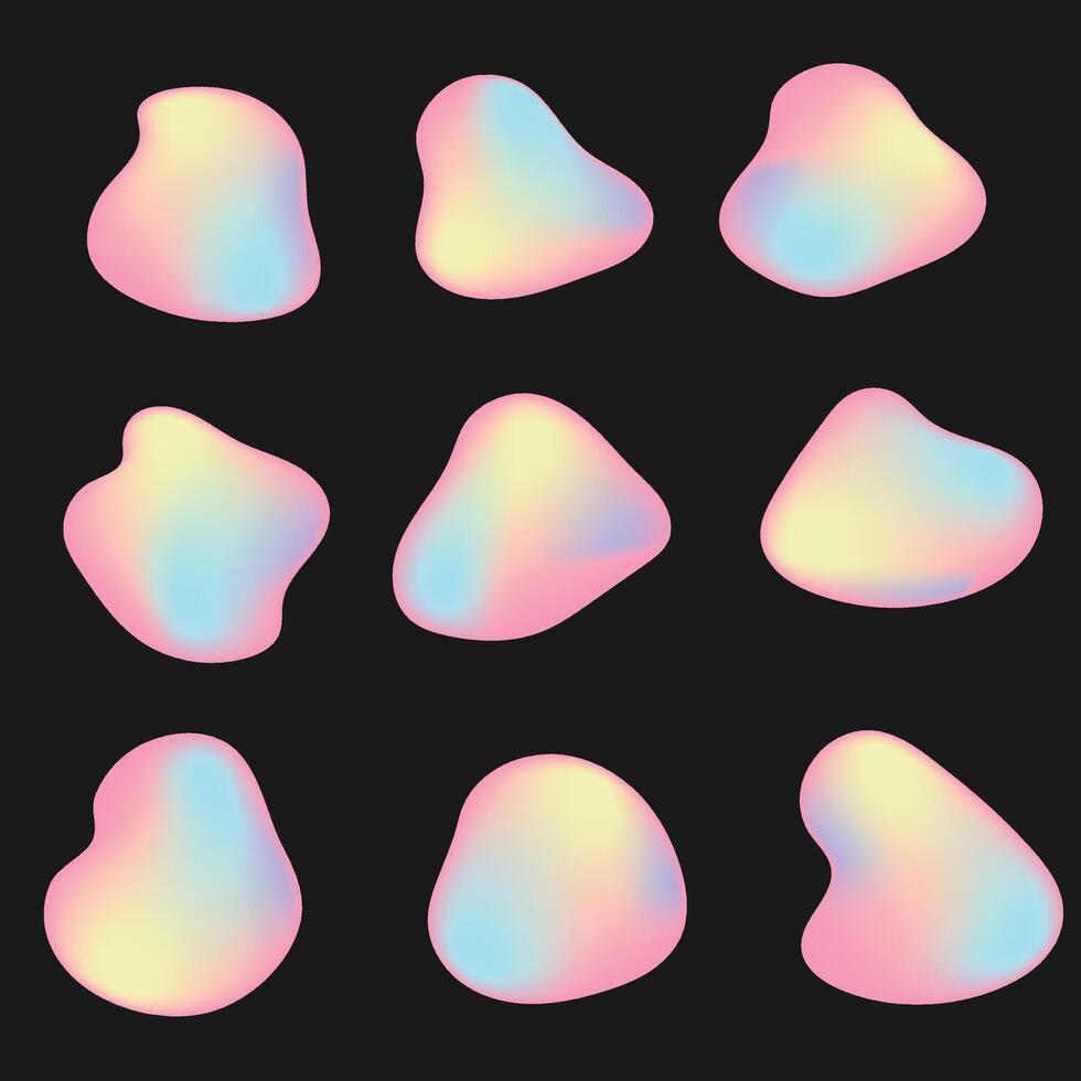 Abstract liquid gradient shapes set on black background vector