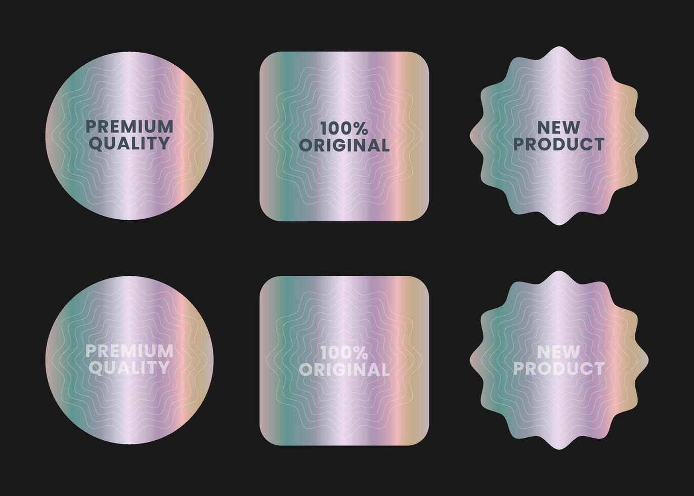 Holographic stickers. Hologram labels of different shapes. Sticker shapes for design mockups. vector