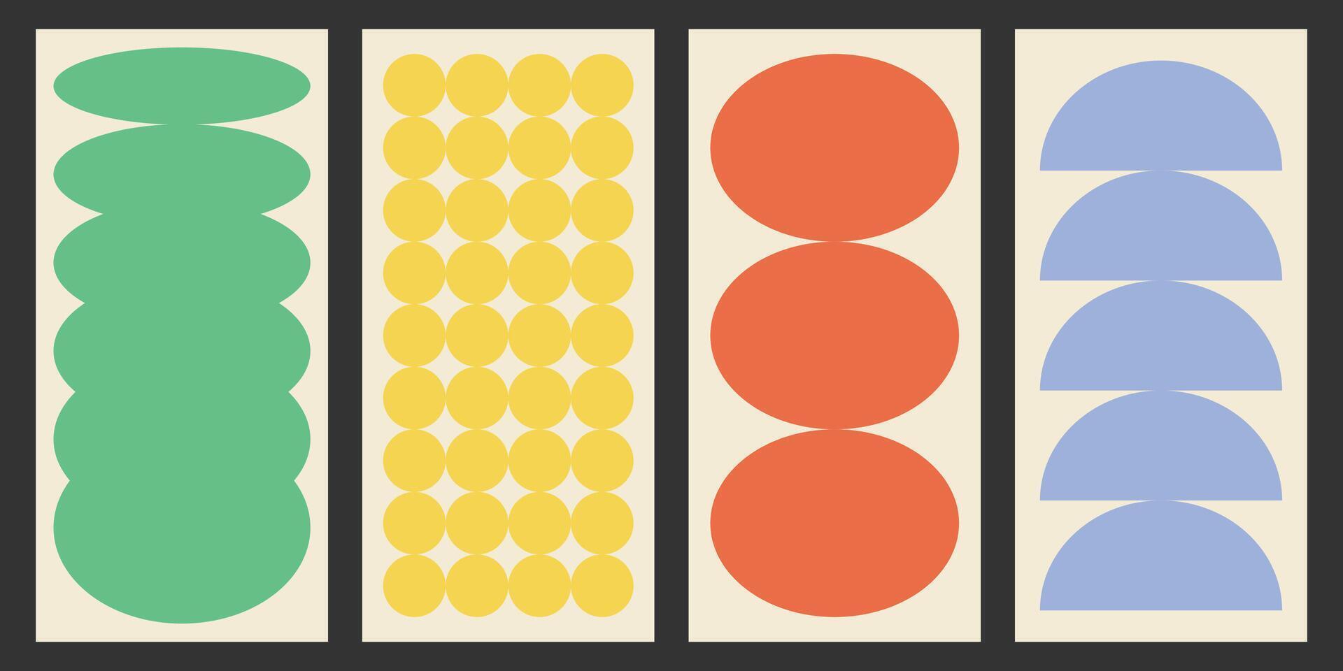 Abstract shapes backgrounds. Geometric contemporary posters in trendy retro brutalist style. vector