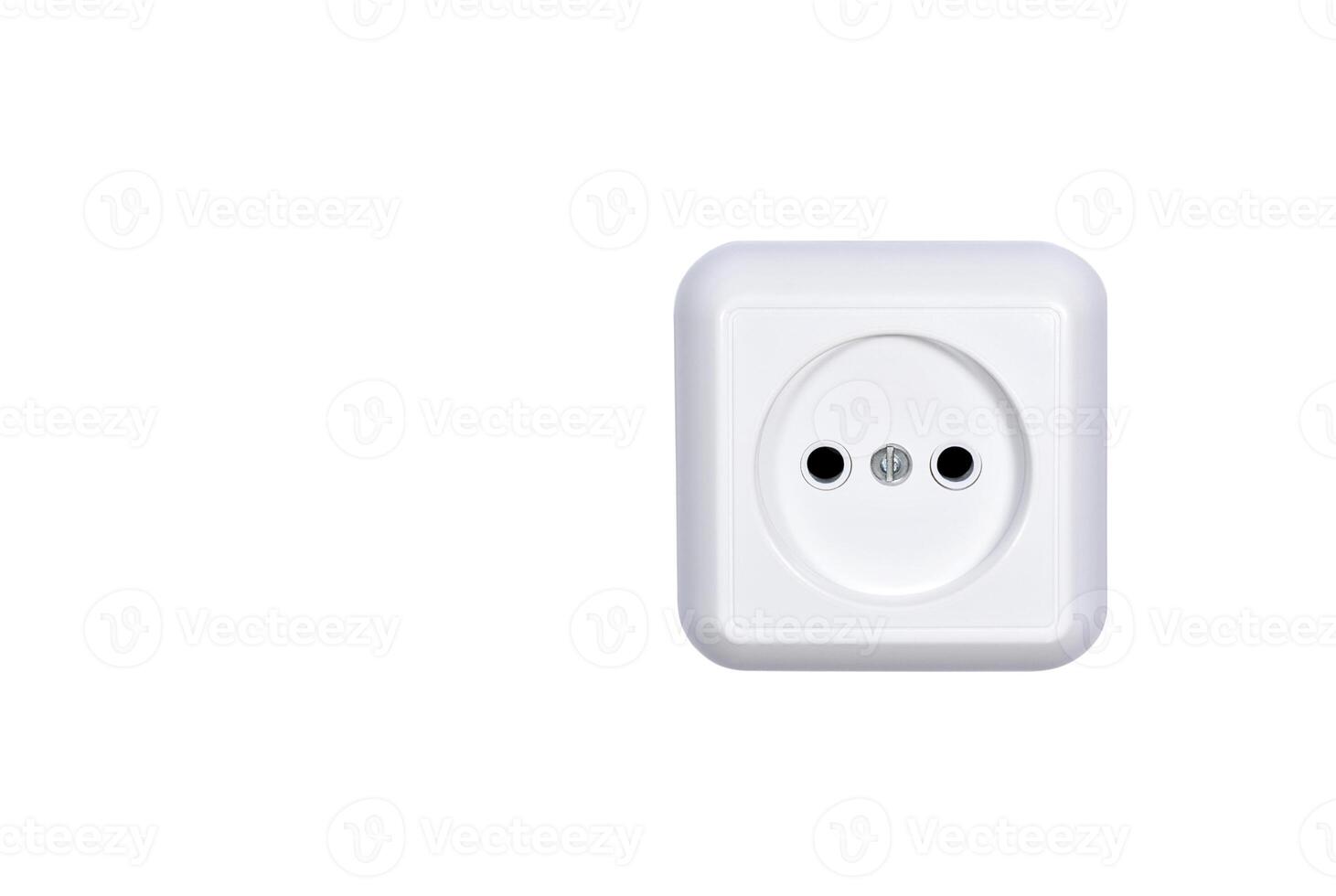 Electrical power socket isolated on white background photo