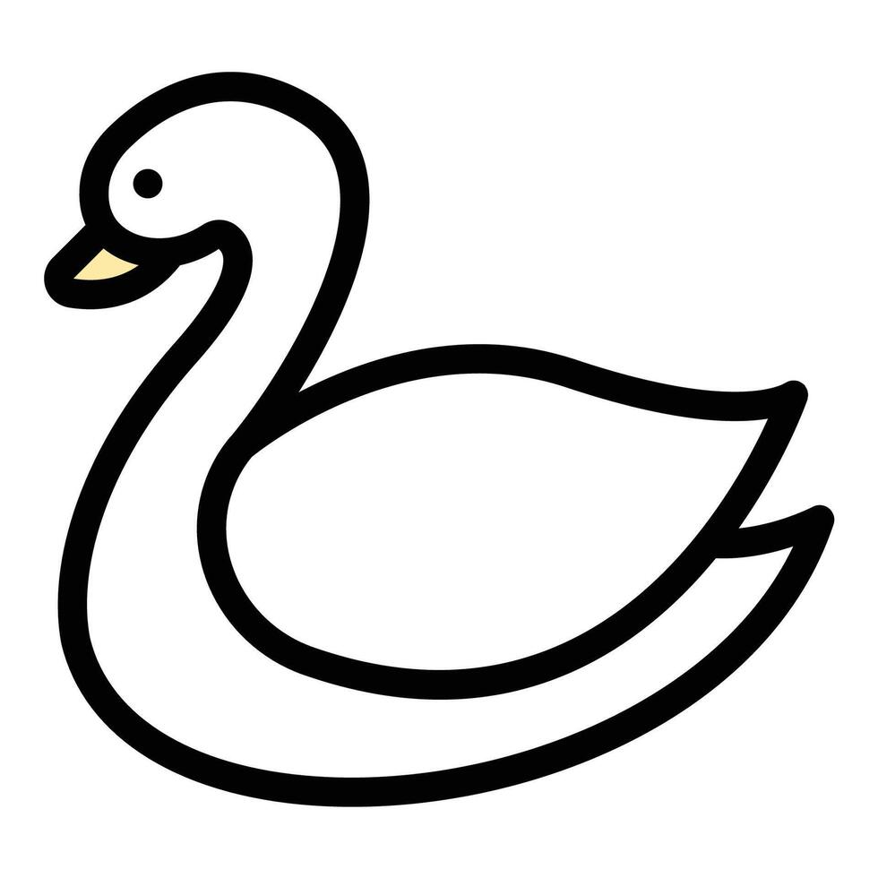 Swan icon flat line style illustration representing grace, elegance, and beauty, suitable for nature, wildlife, and luxury themes.. vector
