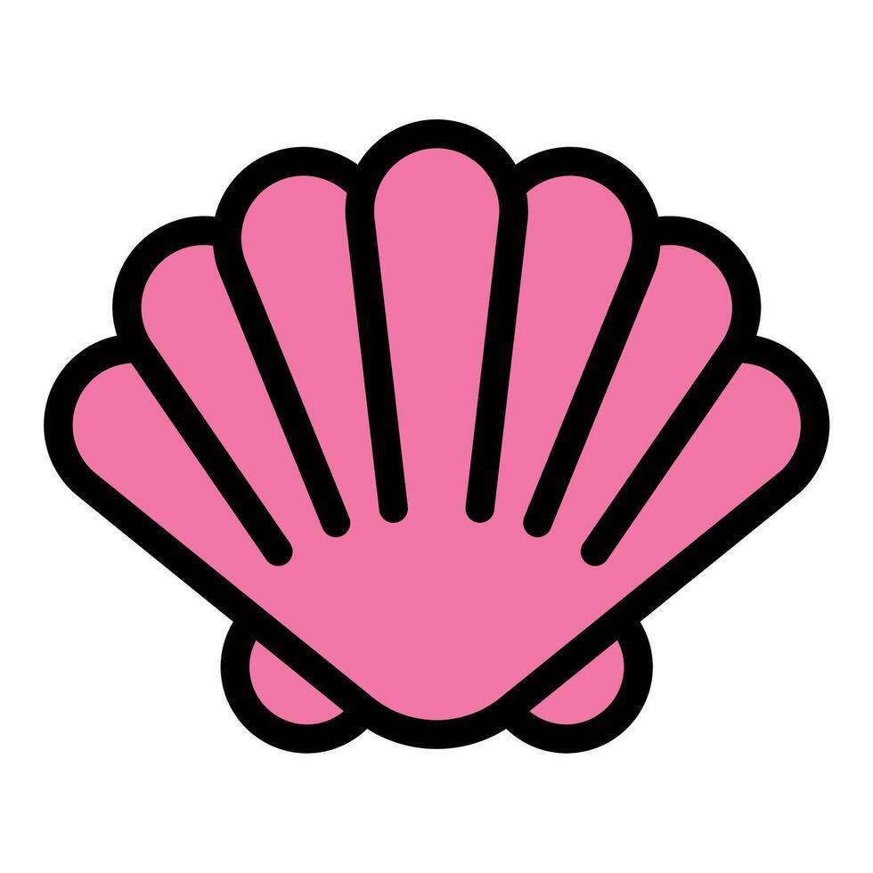 Oyster icon flat line style illustration representing seafood, marine life, and pearls, suitable for food industry, ocean conservation, and luxury-related content.. vector