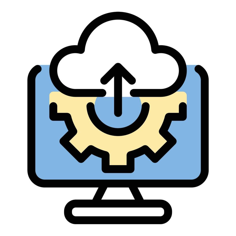 nube informática migrando icono en plano línea estilo representando datos transferir sistema migración y nube adopción ideal para eso infraestructura digital transformación y red soluciones conceptos. vector
