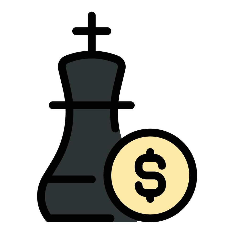 Business strategy icon flat line style illustration representing planning and decision-making for growth. vector