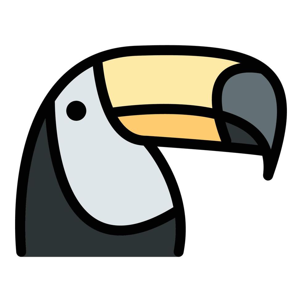 Toucan icon flat line style illustration representing exotic birds, nature, and wildlife conservation, suitable for eco-tourism, environmental awareness, and branding.. vector