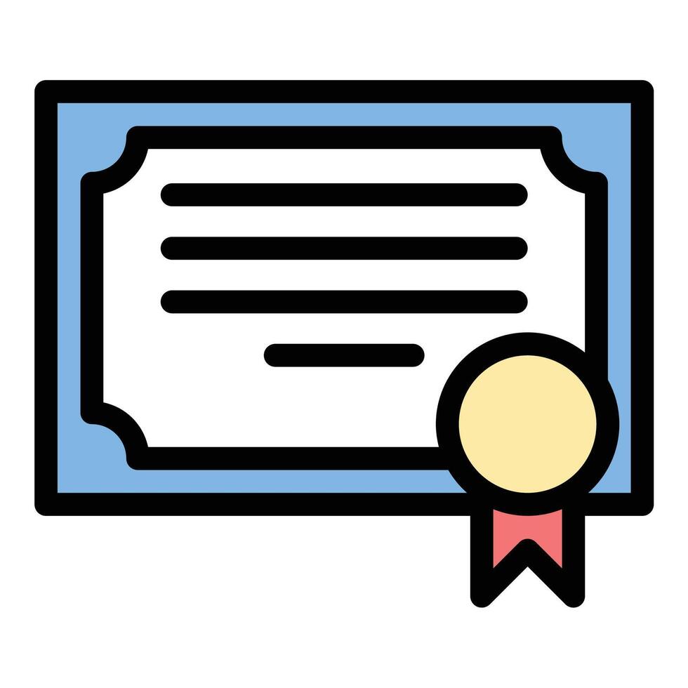 Diploma icon in flat line style representing education certification and academic achievement ideal for graduation qualifications and learning concepts. vector