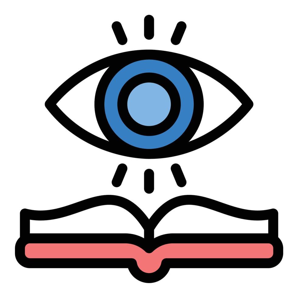 Vision learning icon in flat line style representing knowledge perception and insight ideal for AI education and personal development concepts. vector