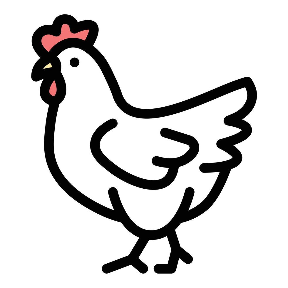Hen icon flat line style illustration representing farming and poultry suitable for agriculture, livestock, and food industry themes.. vector