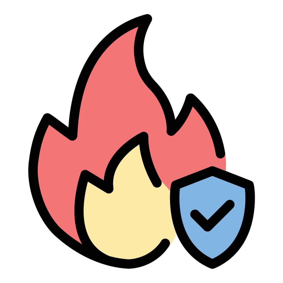 Conflagration insurance icon in flat line style representing fire protection property coverage and disaster security ideal for home safety risk management and emergency preparedness concepts. vector