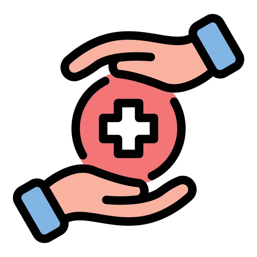 Medical protection icon in flat line style representing healthcare security insurance coverage and patient safety ideal for medical care health policies and risk management concepts. vector