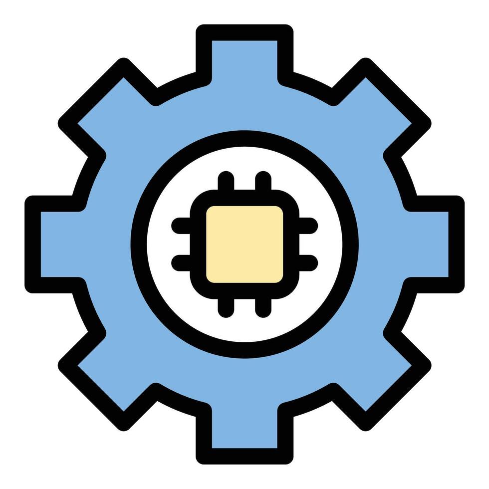 Chip development icon flat line style illustration representing semiconductor design and innovation, suitable for electronics, technology, and engineering industries.. vector