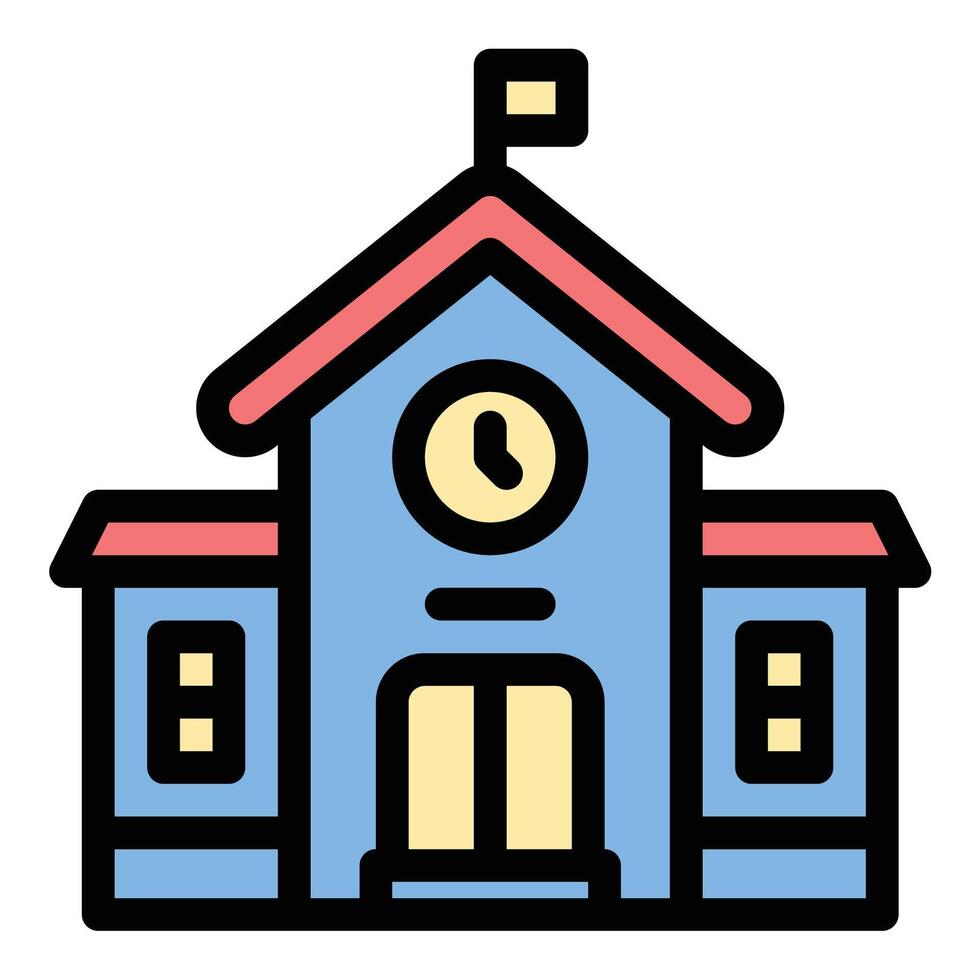 School icon in flat line style representing education learning and academic institutions ideal for students teachers and classroom concepts. vector