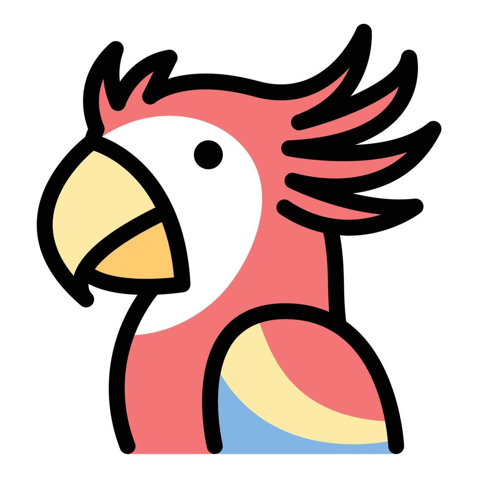 Macaw parrot icon flat line style illustration representing exotic birds and wildlife suitable for nature, pet, and tropical themes.. vector