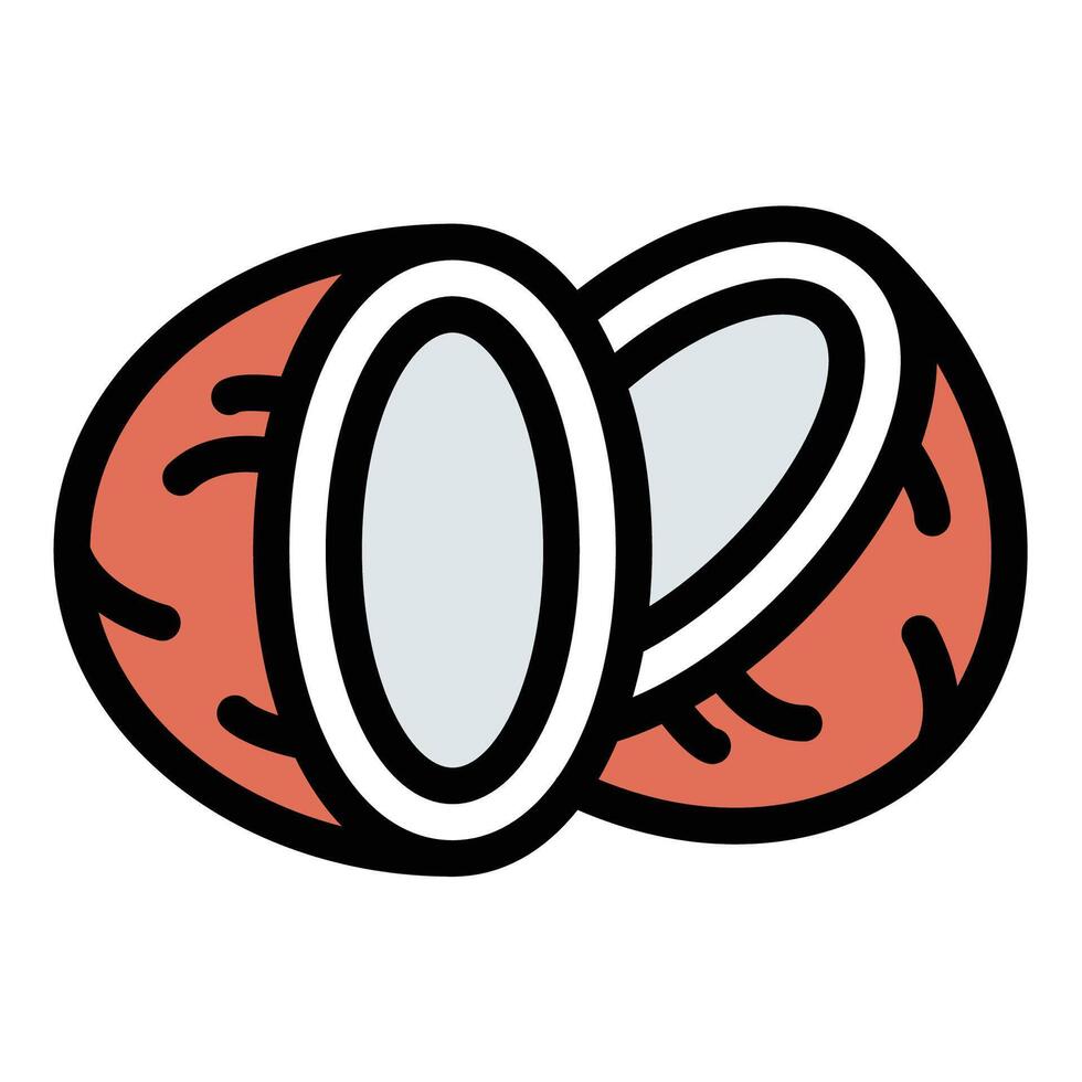 Coconut icon flat line style illustration representing tropical fruit and natural refreshment, suitable for food, agriculture, and health-related content.. vector