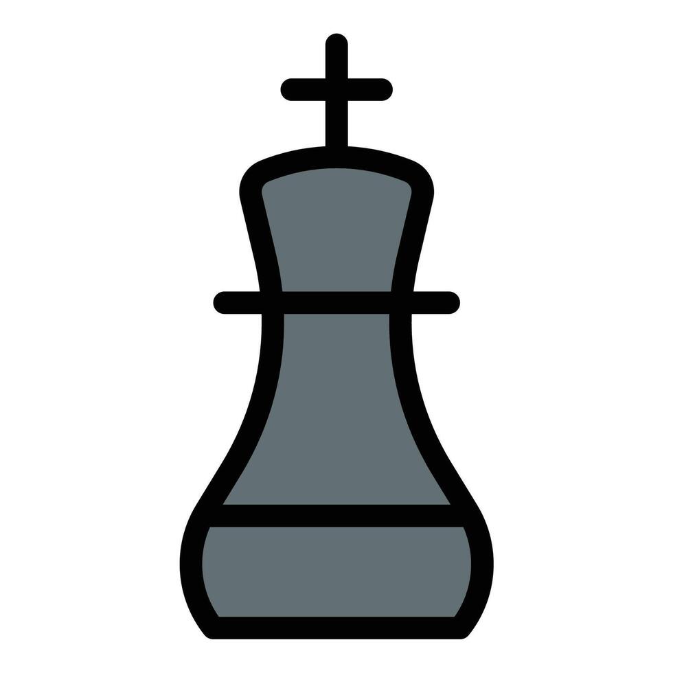 King chess piece icon in flat line style representing strategy leadership and decision-making ideal for competitive thinking planning and game tactics concepts. vector