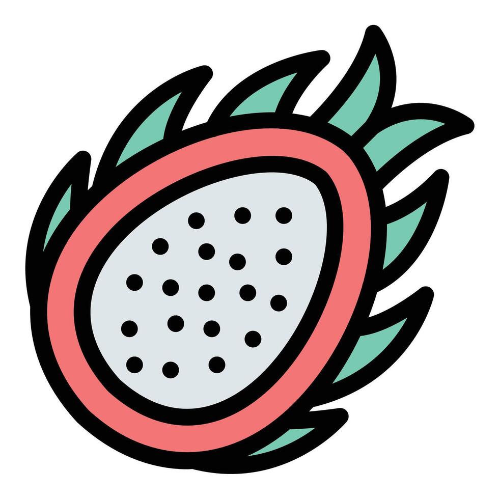 Dragon Fruit icon flat line style illustration representing exotic fruit and healthy nutrition, suitable for food, agriculture, and wellness-related content.. vector