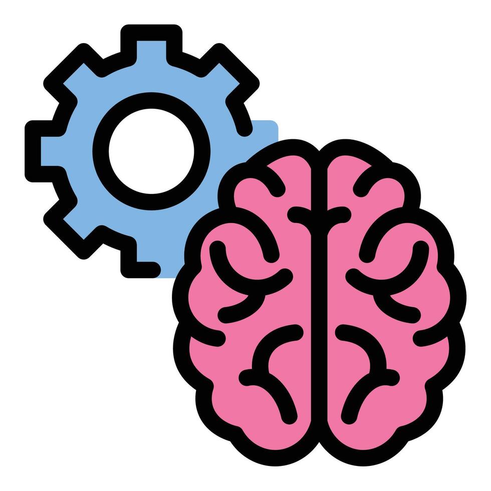 Machine learning icon in flat line style representing AI data processing and algorithm training ideal for artificial intelligence automation and predictive analytics concepts. vector