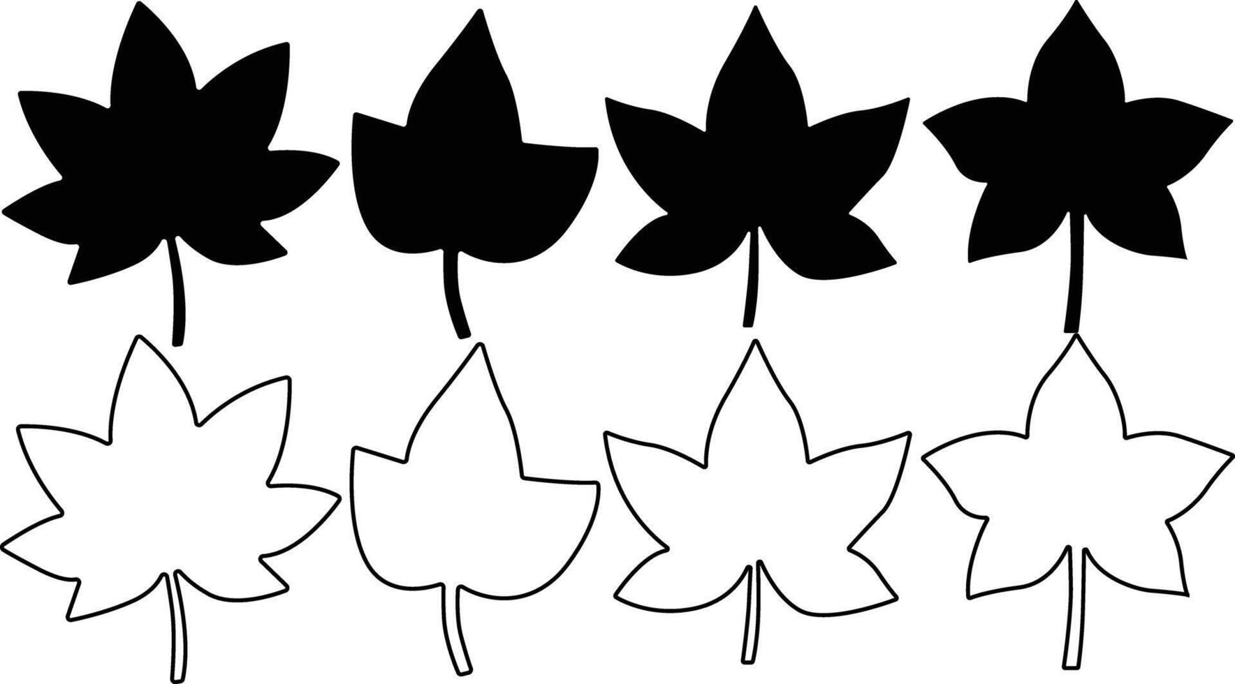 Ivy Leaf Silhouette Flat And Outline Design vector