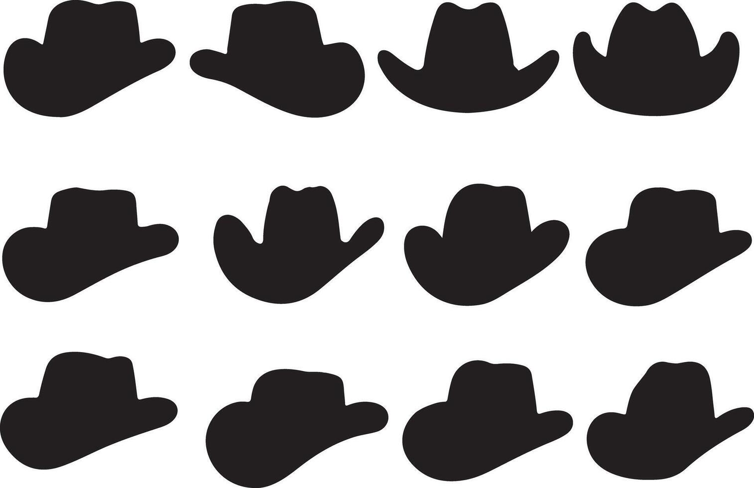 Cowboy Hat Silhouette Bundle with Stylish Designs for Creative Projects vector