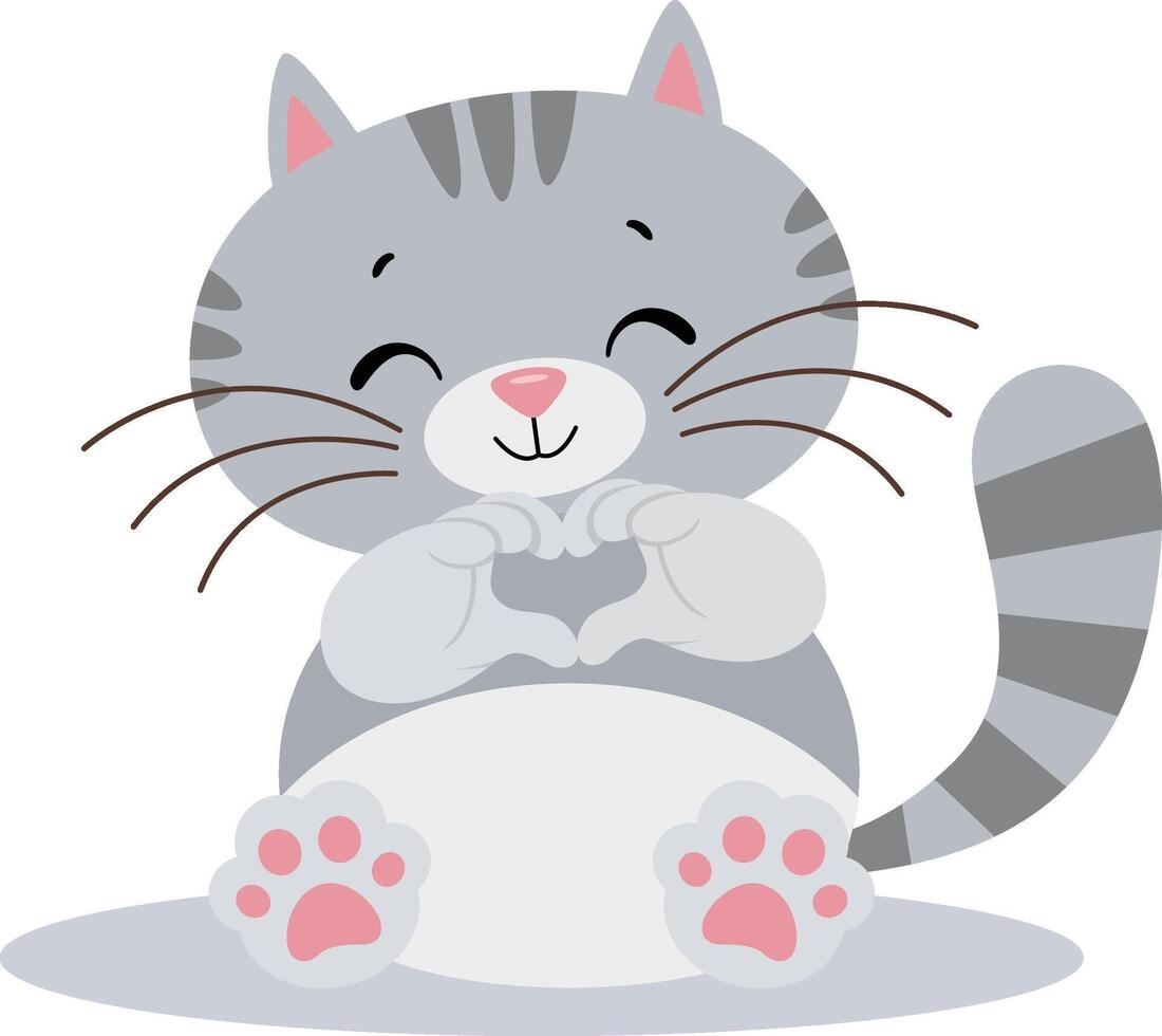 Cute cat making heart with hands vector