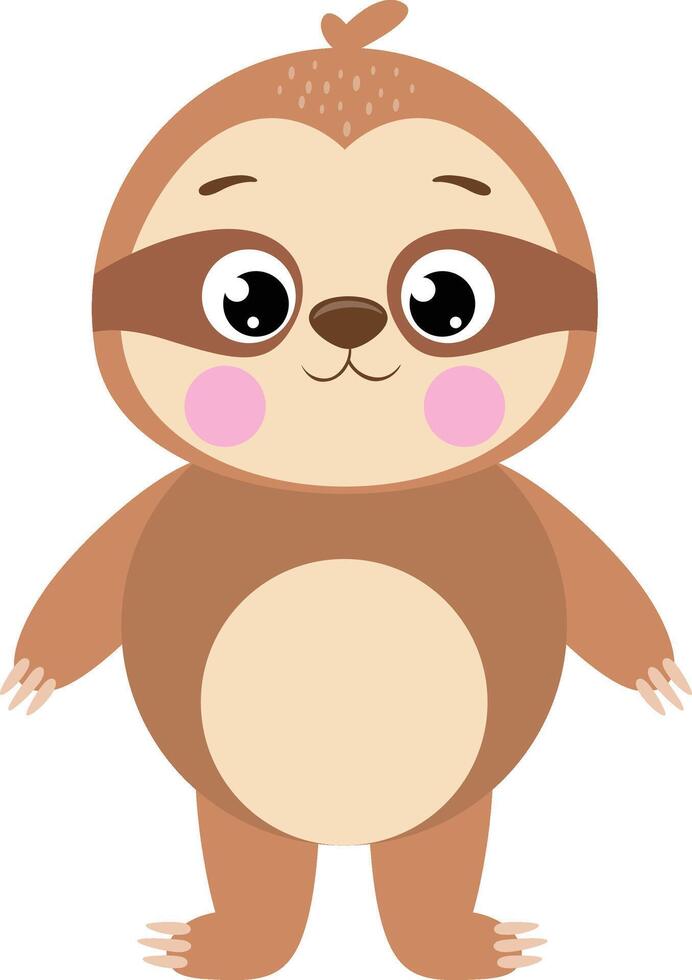 Friendly brown sloth standing isolated vector