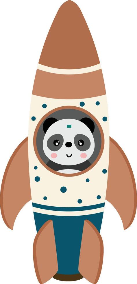 Panda explorer in a space rocket vector