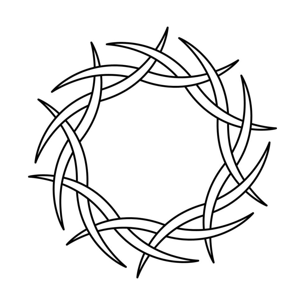 Celtic Knot Circle, Intertwined Symbolic Decorative, Line Art Crown Thorns vector