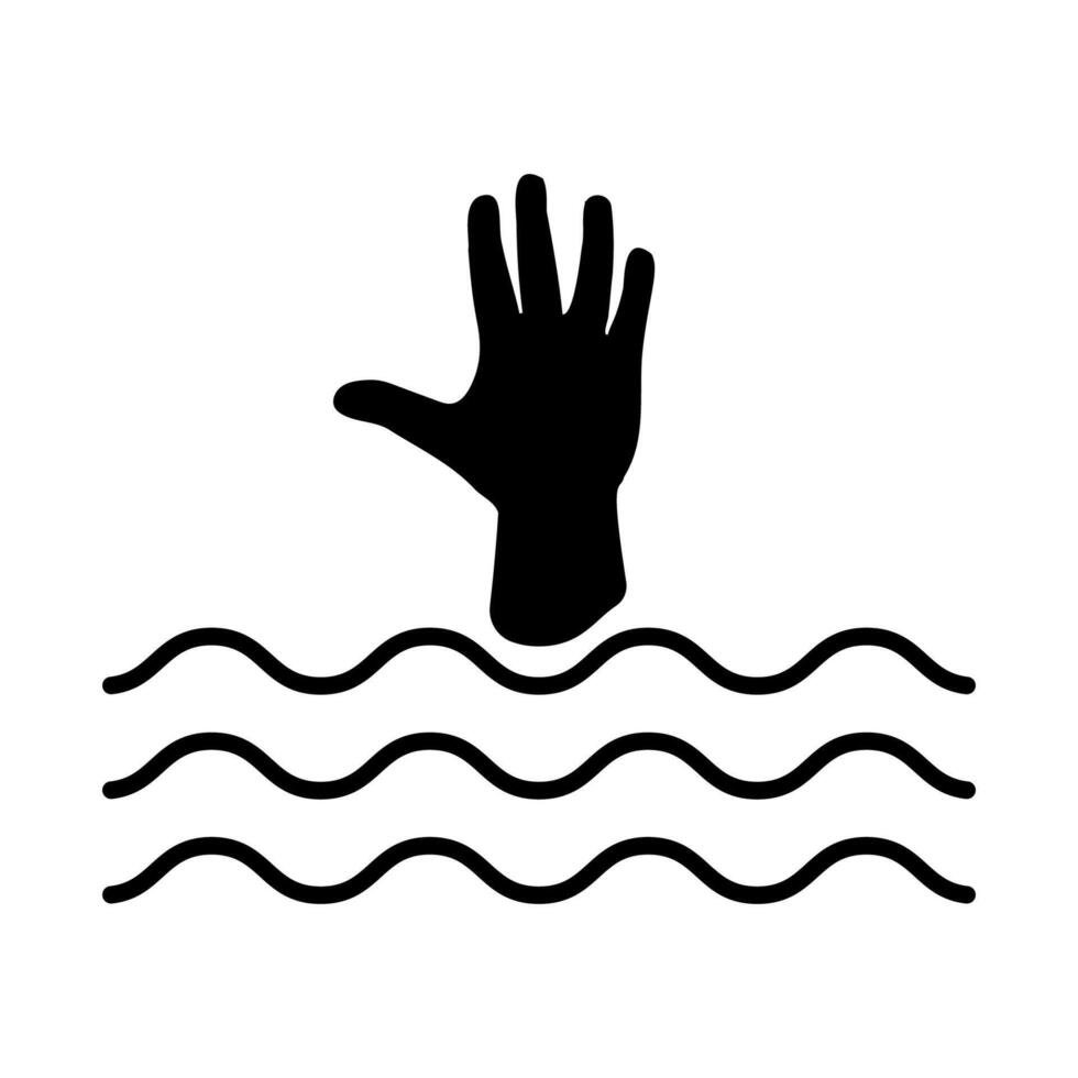 Drowning Hand Raised Above Water Seeking Help vector