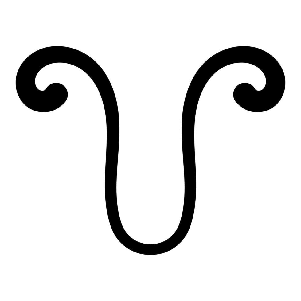Minimalist Aries zodiac sign icon with curved black line illustration vector