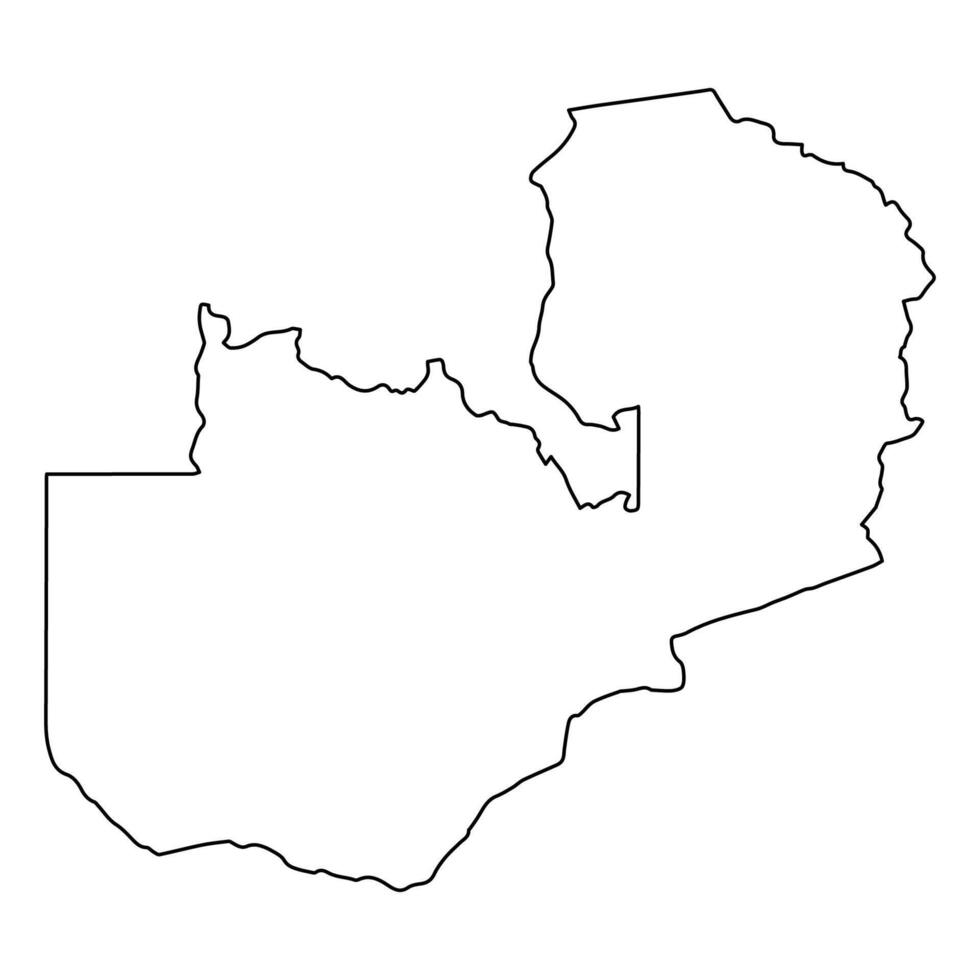 Simple black outline map of Zambia, geographic boundary illustration vector